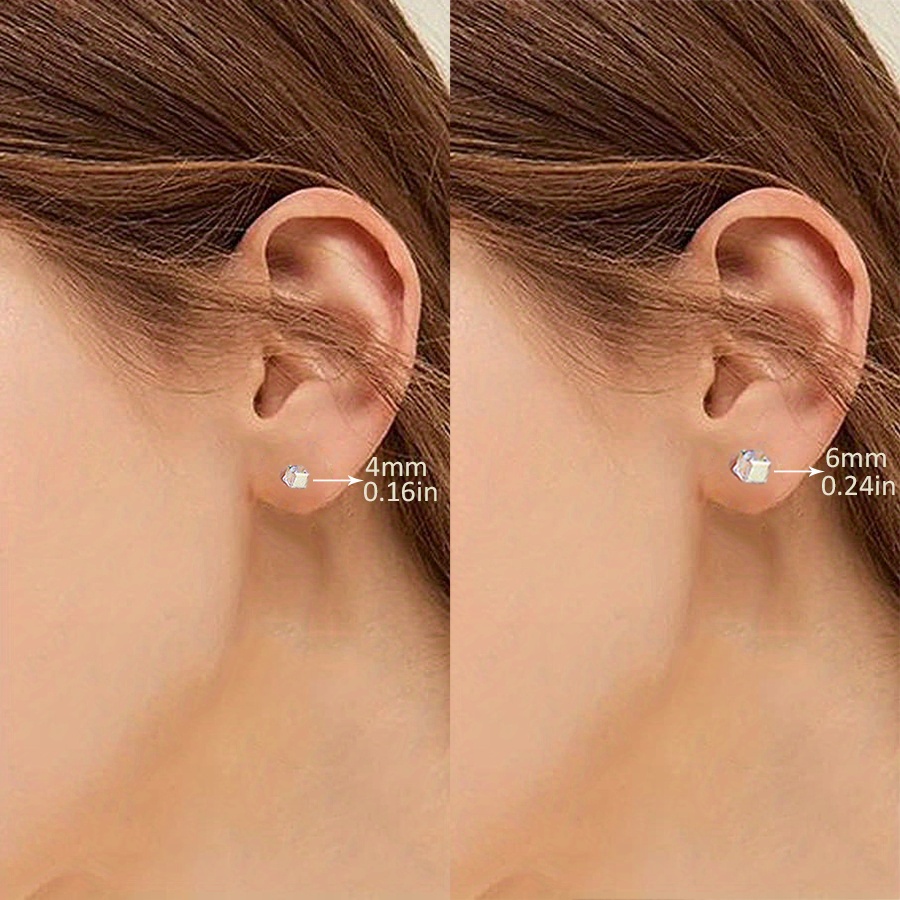 16pcs Crystal Stud Earrings Set, Plastic Post, Sensitive Ears
